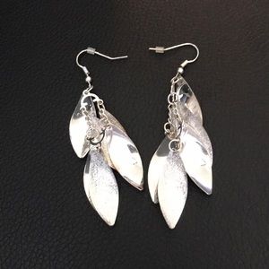 Silver Leafy Dangly Earrings